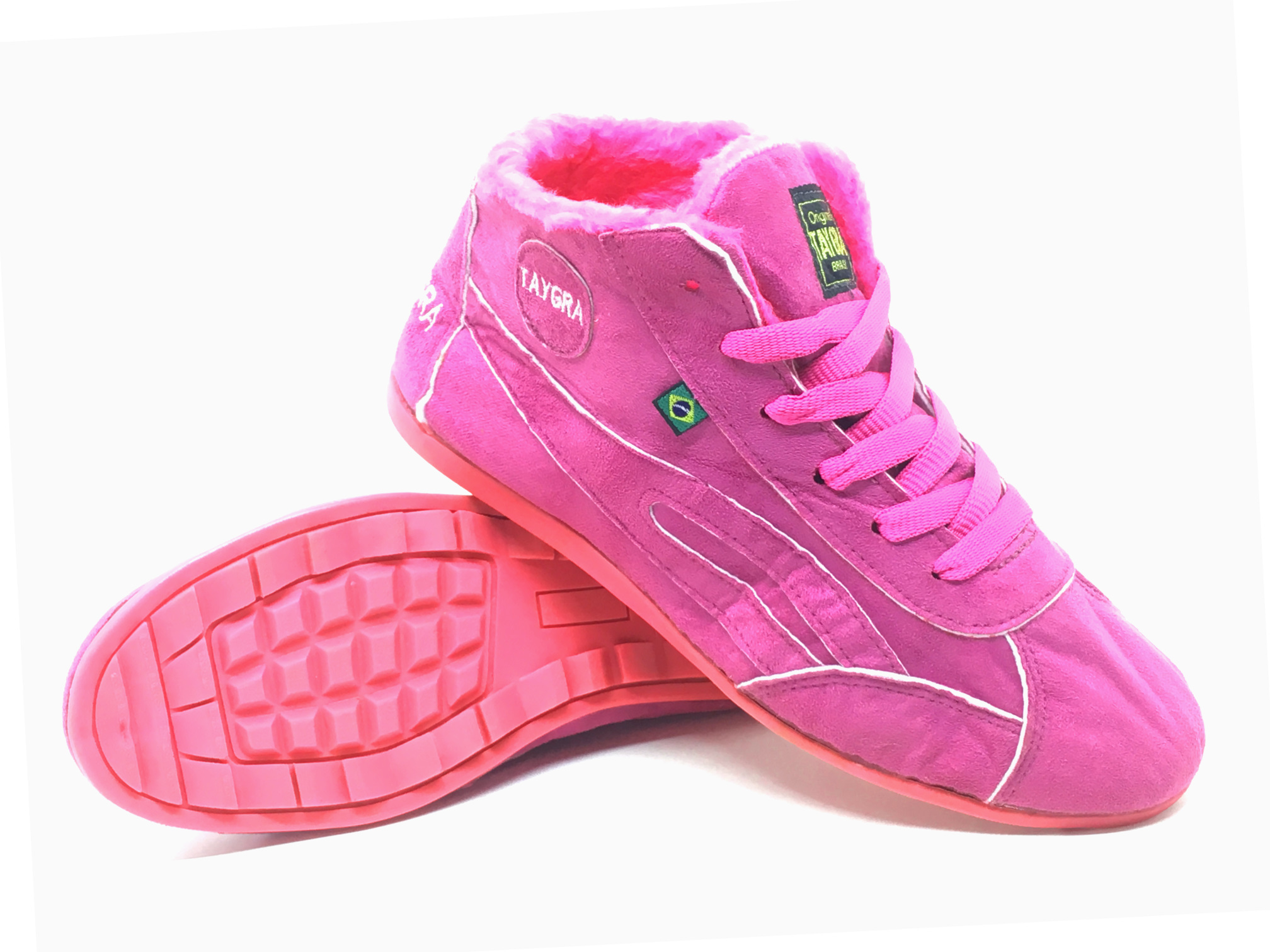 Basket montante taygra avec fourrure rose