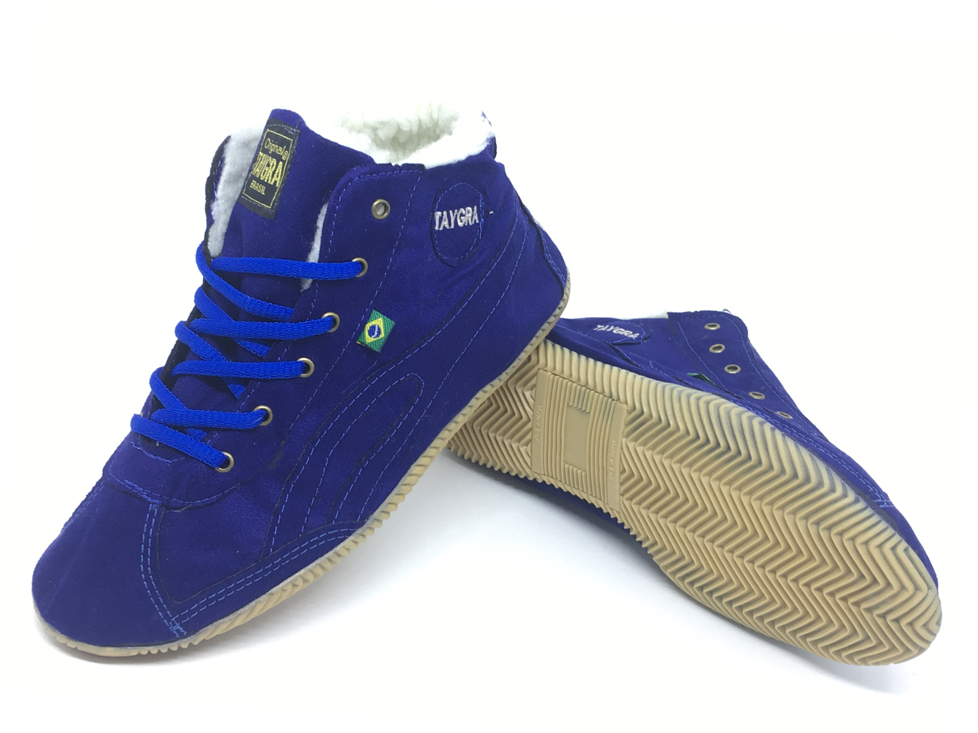Basket montante taygra avec fourrure bleu royal