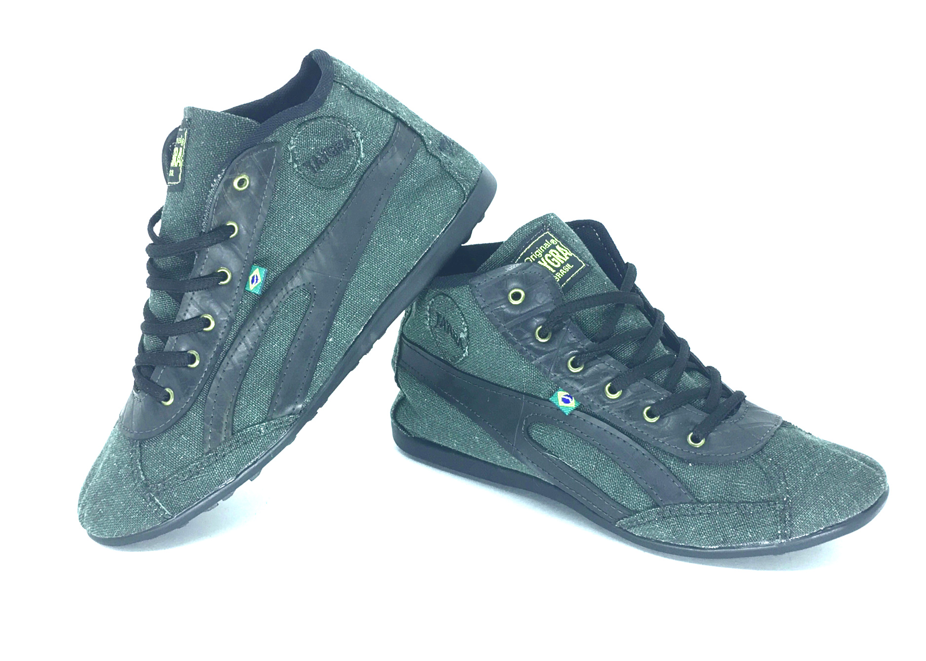 Basket montante vert fonc� avec d�tails en chambre � air recycl�e