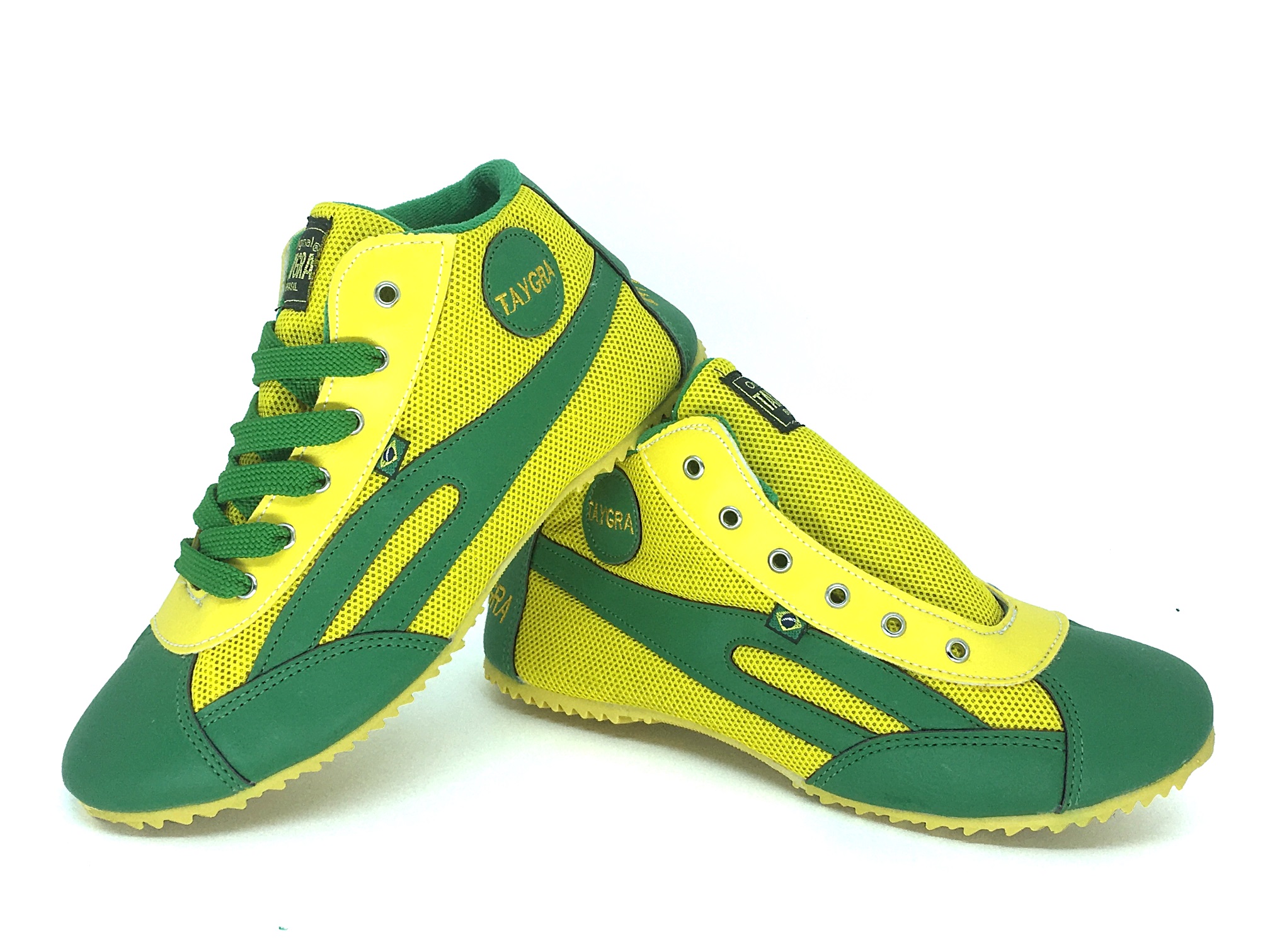 baskets montantes taygra jaune et verte