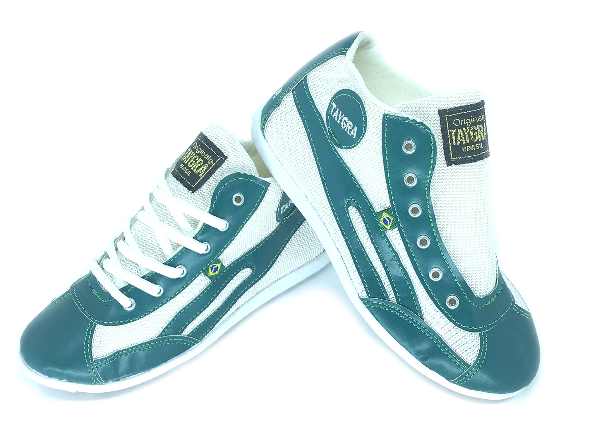 baskets montantes taygra blanc et vert fonc�