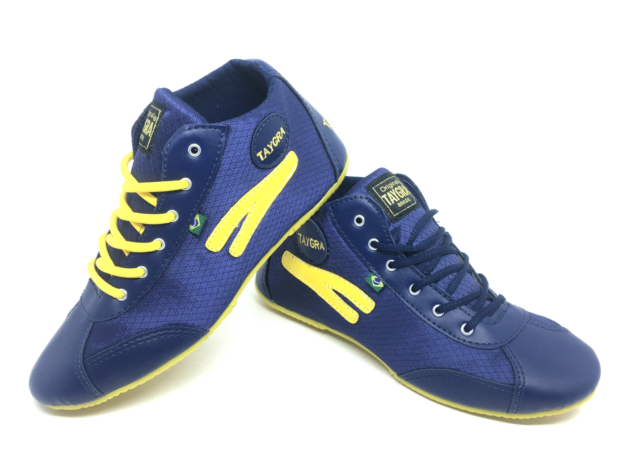 baskets montantes taygra bleu marine et jaune