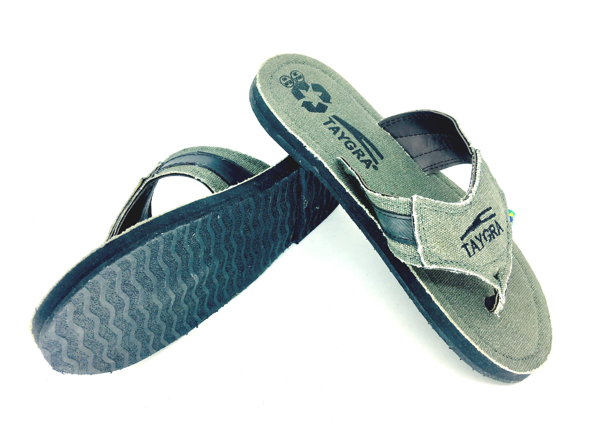 Tongs en toile vert fonc�