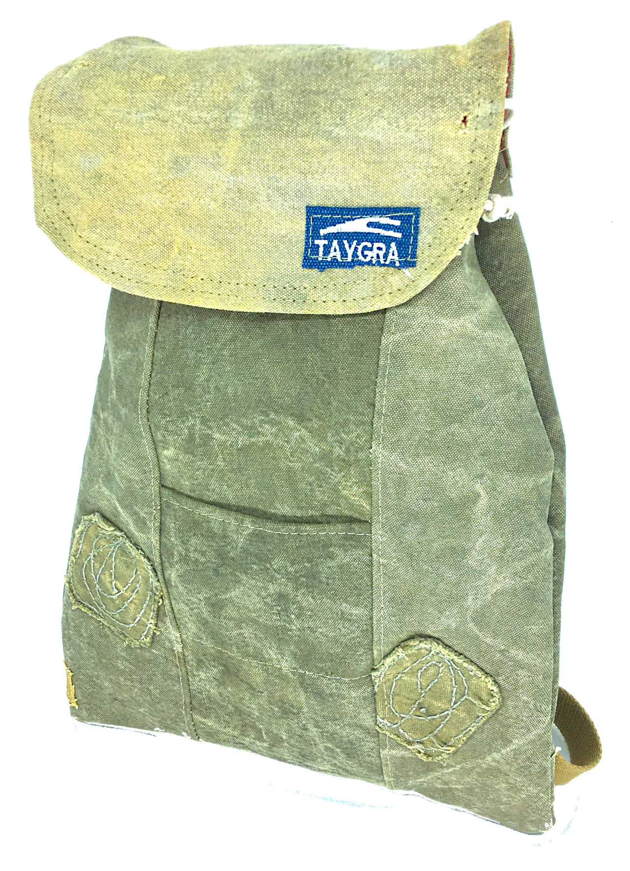 sac � dos plat en toile de coton cir� recycl�e