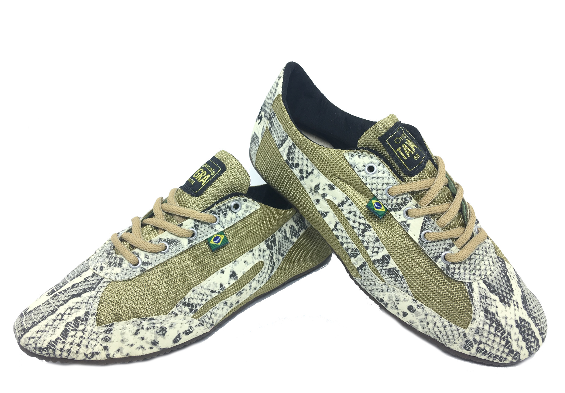 baskets originales br�siliennes kaki et serpent